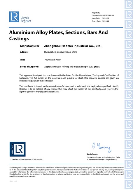 LR Certificate